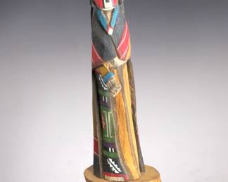 Vintage Hopi Hand-Carved Cottonwood White Corn Planter Kachina Doll - Signed T.B.