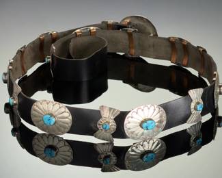 Navajo Sterling Silver Turquoise Concho Belt Star Hallmark Vintage Native