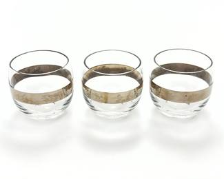 MCM Silver-Banded Roly-Poly Glasses, Sportsman Wildlife Trio, Dorothy Thorpe-Era