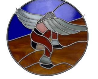 Native American Style Winged Kachina Eagle Dancer Stained Glass Panel 12"