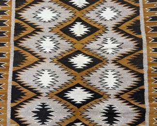 Vintage Navajo Crystal Region Hand-Woven Wool Rug - 53" x 37"