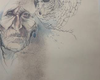 Bert D. Seabourn Signed Art Print "Secrets of the Night" Native American Owl