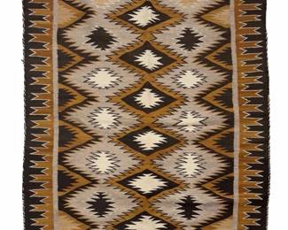 Vintage Navajo Crystal Region Hand-Woven Wool Rug - 53" x 37"