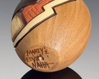 Hopi-Tewa Carved Pottery Egg Seed Pot by Marty & Elvira Naha Nampeyo Family