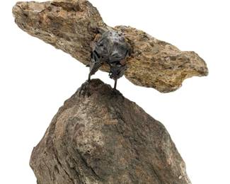 Brutalist Welded Metal & Mica Schist Eagle Sculpture Signed L. Timmons