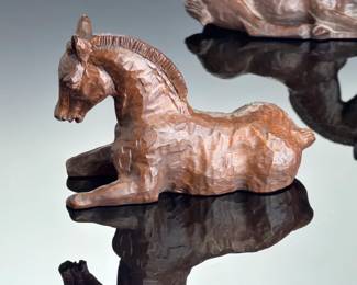 Red Mill Mfg Handcrafted Horse Figurines - Vintage Set of 2 Lying Colts
