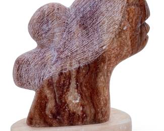 John Suazo Taos Pueblo Signed Alabaster Stone Sculpture Native American Bust