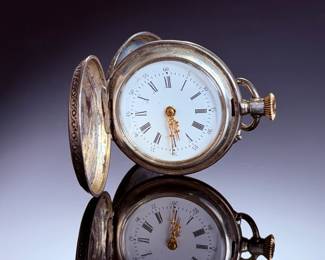 Antique Swiss Kipfer & Minder .800 Silver Fob Pocket Watch Engraved K&M c.1900
