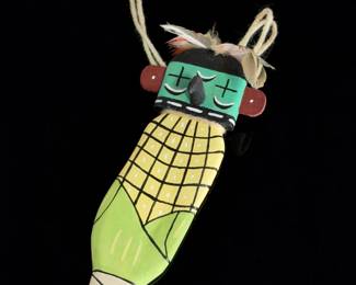 Hopi Corn Flat Kachina Doll Putsqatihu Cottonwood Carving D. Rivera