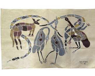 Eugene Goolagong Wiradjuri Aboriginal Art Cotton Tea Towel Textile Australia