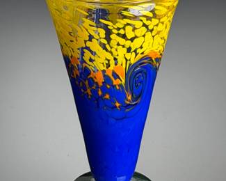 George Averbeck Studio Art Glass Arizona Fire on the Mountain Vase 2000