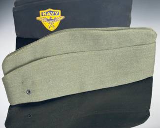 WWII US Navy V-5 Garrison Caps Lot - Vintage Military Aviation Cadet Hats