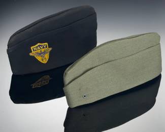 WWII US Navy V-5 Garrison Caps Lot - Vintage Military Aviation Cadet Hats