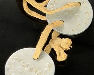 WWI US Army Aluminum Dog Tags Pair Louis F. Bachman Serial 2856437