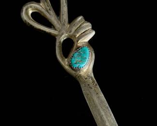 Navajo Sterling Silver & Turquoise Letter Opener, Signed KJ, Vintage Native