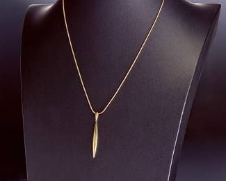 Tiffany & Co. 18k Gold Dagger Pendant & Serpentine Necklace Vintage 750