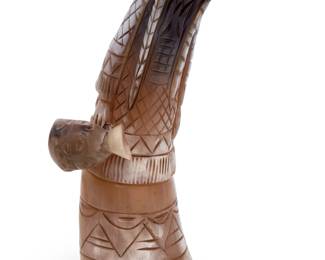 Vintage Native American Style Carved Horn Sculpture Dual Sided Folk Art Figure