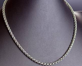 David Yurman Sterling Silver 4mm Woven Wheat Chain Necklace 18"