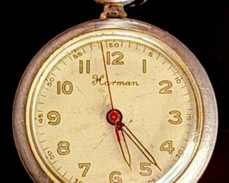 Vintage Harman Swiss .925 Sterling Silver 17 Jewel Art Deco Pocket Watch