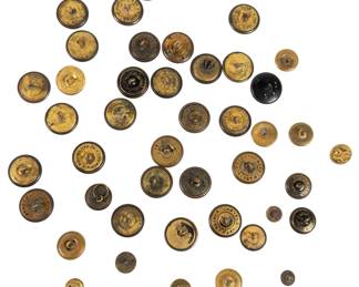 44 Antique US Military Buttons Lot WWI WWII Army Great Seal Scovill Horstmann