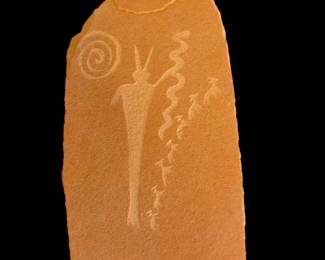 Fremont Style Rock Ant Sedona Sandstone Snake Dancer Petroglyph Art Slab