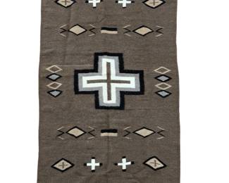 Vintage Southwest Hand-Woven Wool Rug - Zapotec Navajo Style Cross Runner
