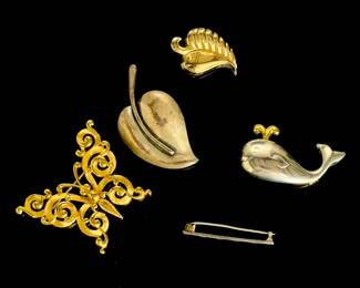 Vintage Sterling Silver & Designer Brooch Lot - Trifari, Orb, Gerry's, Lambourne