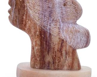 John Suazo Taos Pueblo Signed Alabaster Stone Sculpture Native American Bust