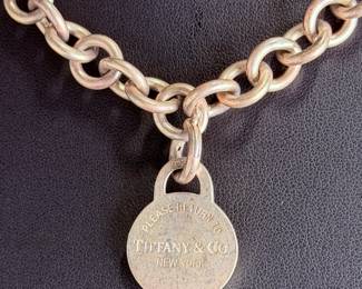 Tiffany & Co. Sterling Silver Return to Tiffany Round Tag Choker Necklace 18"