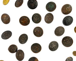 44 Antique US Military Buttons Lot WWI WWII Army Great Seal Scovill Horstmann