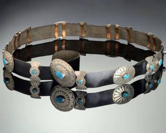 Navajo Sterling Silver Turquoise Concho Belt Star Hallmark Vintage Native