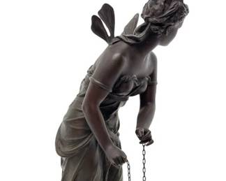 Eutrope Bouret Bronze "Psyche" Sculpture, Art Nouveau Mythological Figure