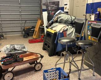 Craftsman, radio flyer, Dewalt, car jacks, chainsaws