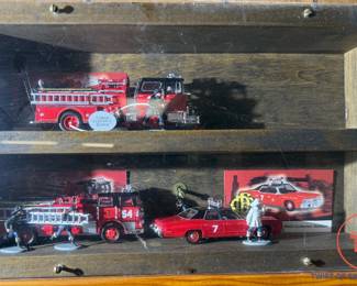 2002 CORGI Model Firetrucks, Firemen, and Chief's Car