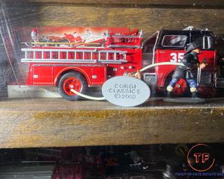 2002 CORGI Model Firetrucks, Firemen, and Chief's Car