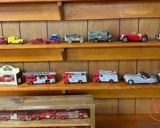 Collection of Die Cast Fire Trucks and Cars/Trucks