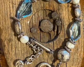 Elisa Ilano Silver and Aquamarine Necklace and Bracelet Set