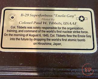 ENOLA GAY WWII Limited Edition Model Signed by Theodore "Dutch" Van Kirk (Navigator) and Morris Jeppson (Asst Weaponeer)