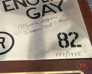 ENOLA GAY WWII Limited Edition Model Signed by Theodore "Dutch" Van Kirk (Navigator) and Morris Jeppson (Asst Weaponeer)