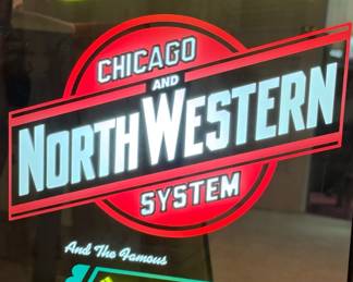 Vintage CHICAGO and NORTHWESTERN "400" Light Up Mirror Railroad Sign