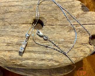14kt Gold and 3 Diamond Drop Pendant Necklace