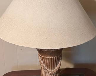 Neoclassical Style Urn Table Lamp with Crochet Shade Cover