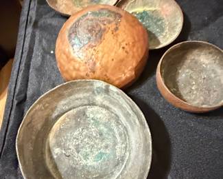 Set of Five Hand-Hammered Copper Bowls