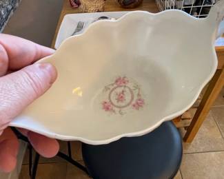 Vintage Pink Rose Floral Porcelain Serving Dish