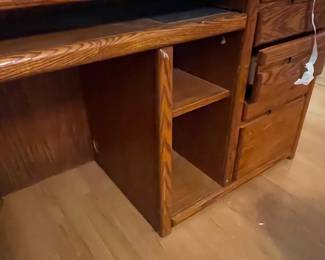 Vintage Oak Computer Desk with Drawers