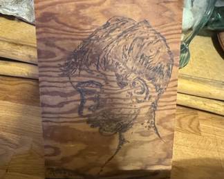 Original Portrait Sketch on Plywood Panel