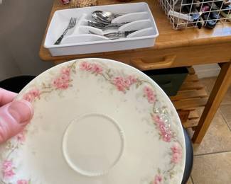 Theodore Haviland Limoges Pink Roses Saucer