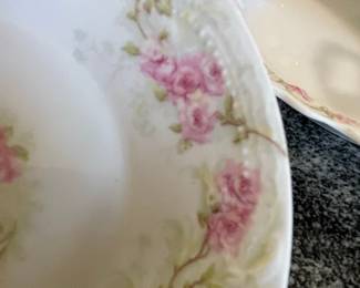 Haviland Limoges Porcelain Berry Bowl with Pink Roses