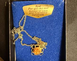 Real Forget-Me-Not Flower Pendant Necklace