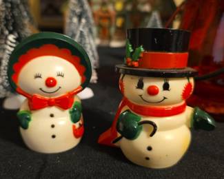 Hallmark "Happy & Merry" Snowman Salt and Pepper Shakers